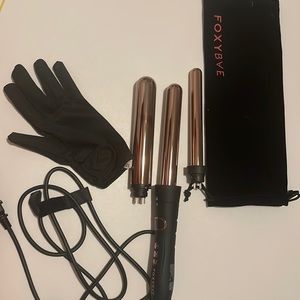 Foxybae curling iron 1.5” 1” and 0.5” curler with bag and glove